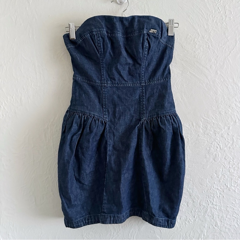Y2K Miss Sixty Strapless Denim Mini Dress Size XS